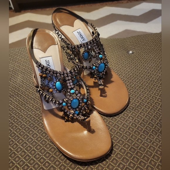 Jimmy Choo Tobacco Kid Leather with beading - Picture 1 of 2